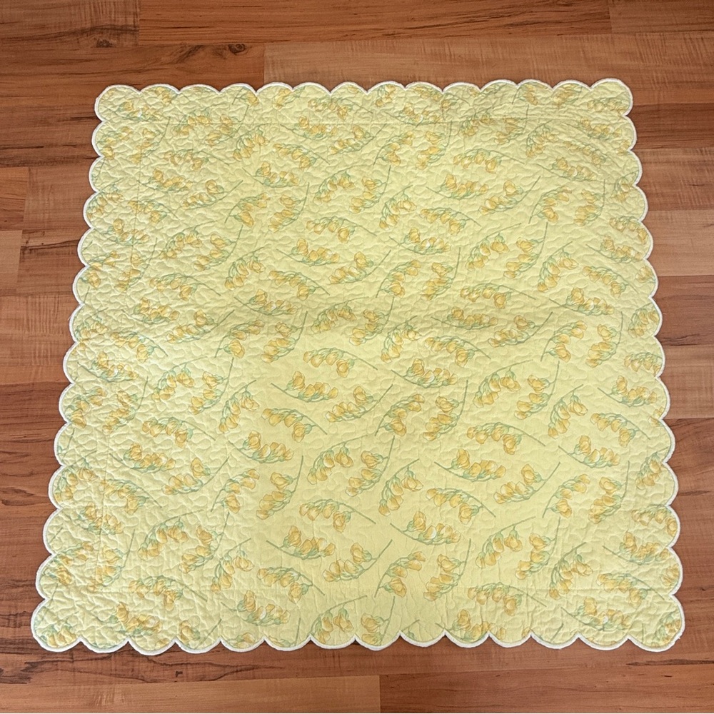 Gorgeous Yves Delorme Paris France Quilted Euro Sham in Yellow Sweet Pea Floral
